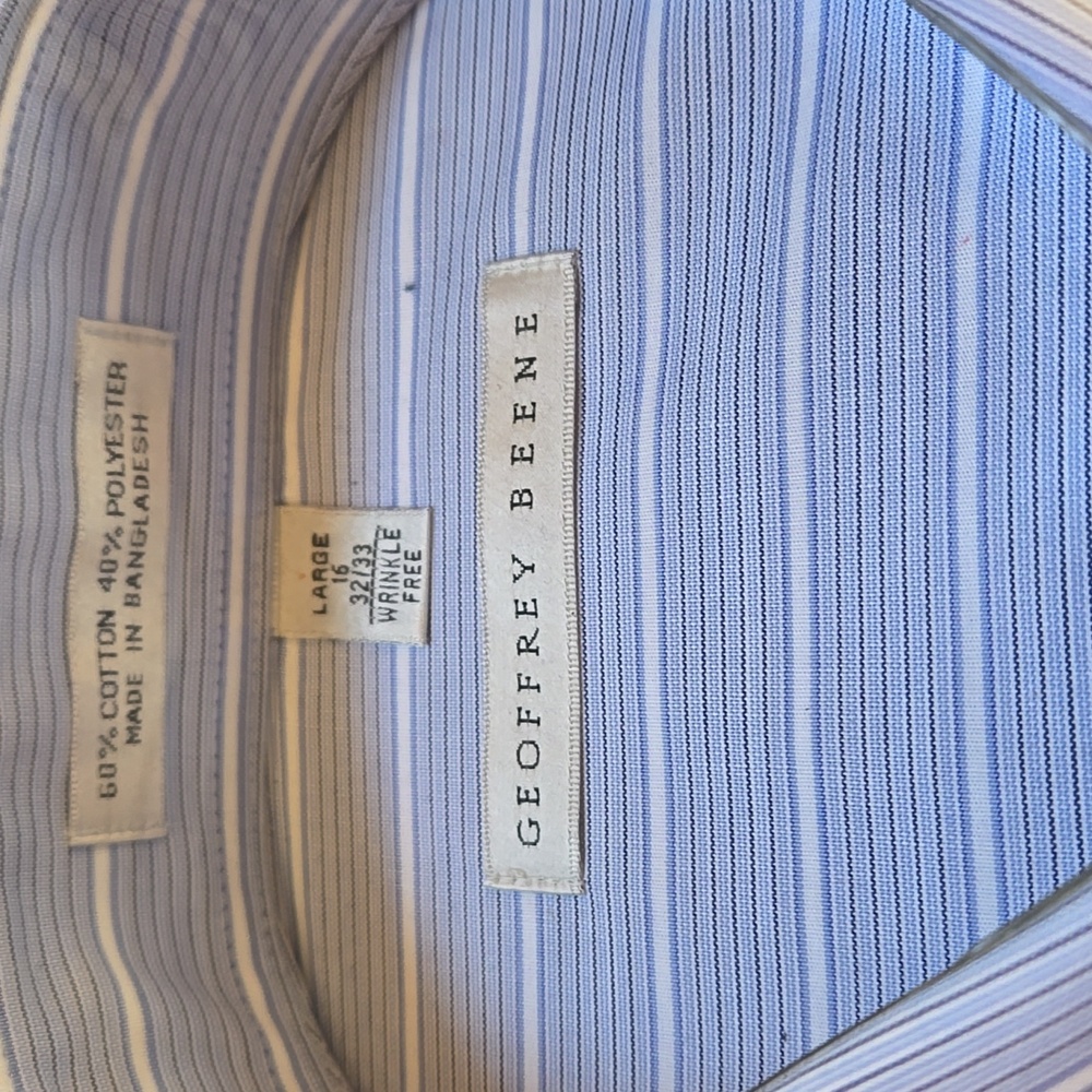 Geoffrey Beene Blue Striped Men's Shirt - Picture 4 of 6